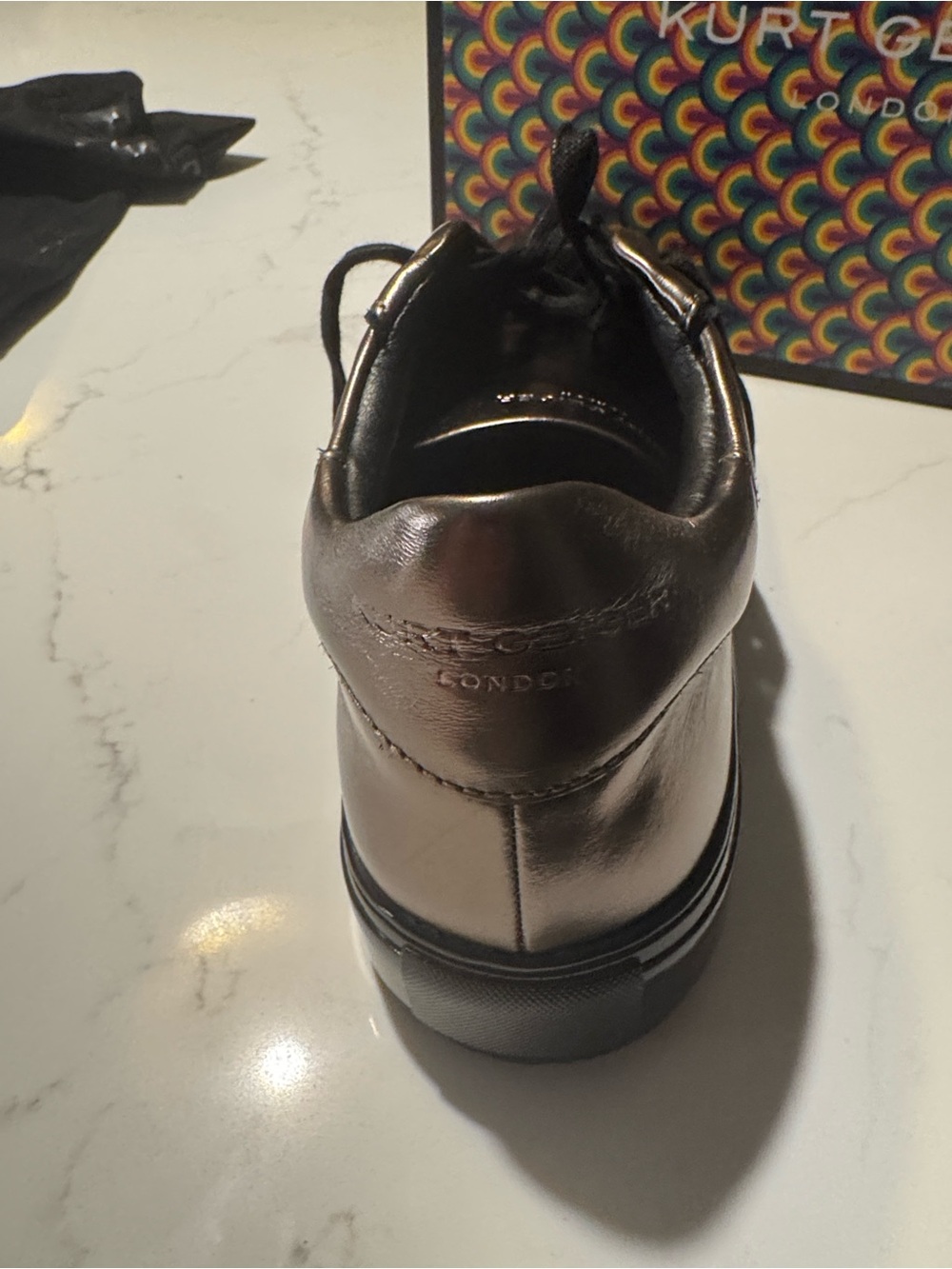 Kurt Geiger Men's Metallic Bronze Lace-Up Sneakers - Picture 3 of 8